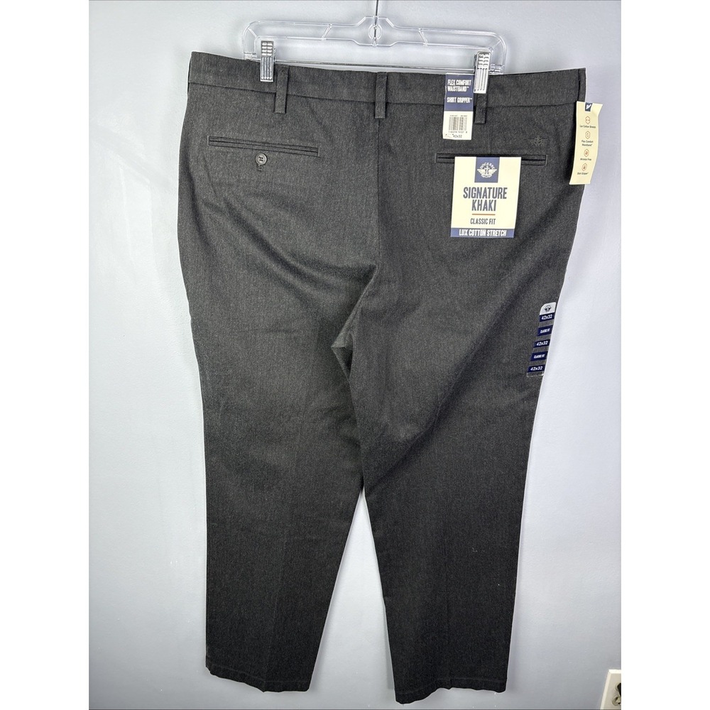 Dockers 42x32 Signature Khakis Lux Cotton Stretch Charcoal Shirt Gripper